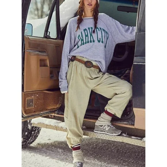 Free People Preppy Poplin Pull On Pants / Birch NWT (S) - Picture 1 of 8